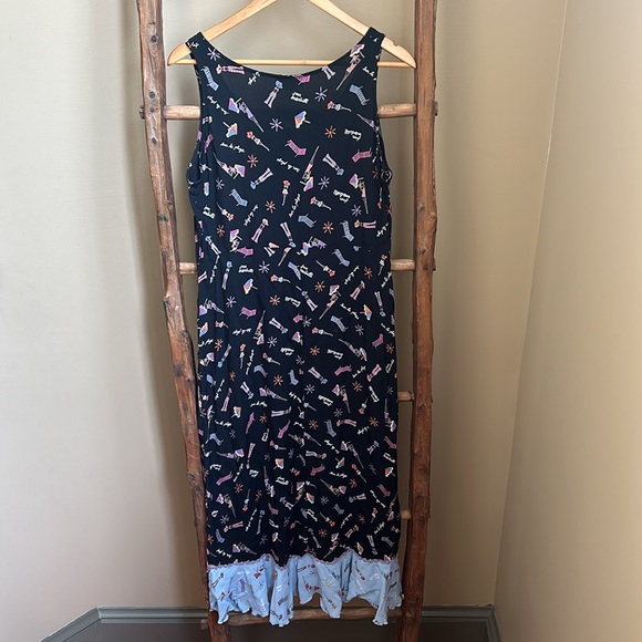 Sareet Floral Long Summer Dress Size Large Made In The USA - Picture 7 of 11
